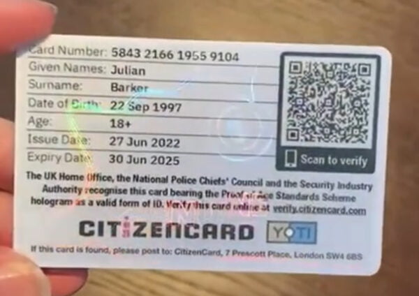 Registered UK ID Card